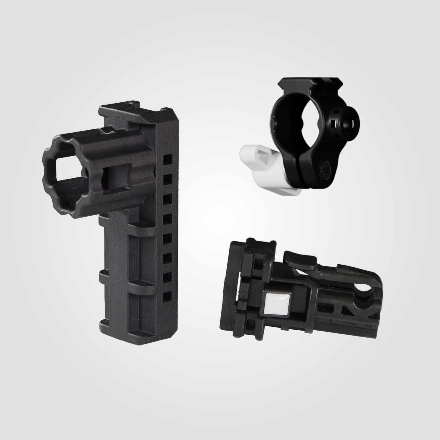 Wield VR Onestock grip height module parts on a white background