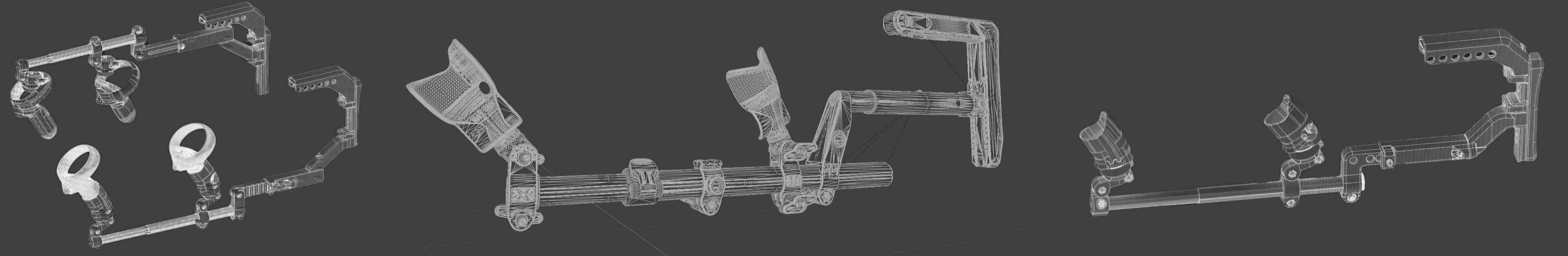 Wield VR OneStock VR gunstock iteration models grey background