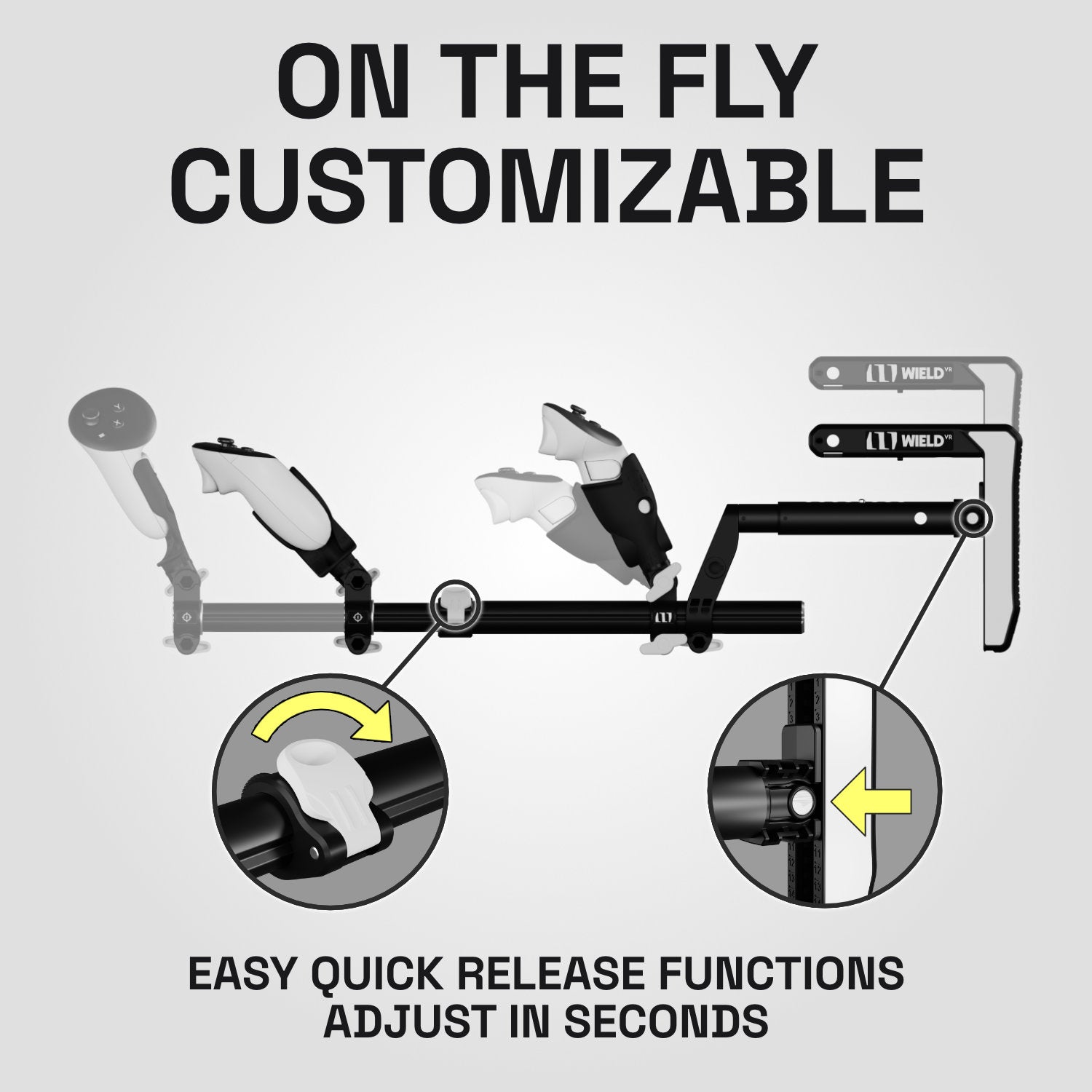 Quick release functions customization for the Wield VR OneStock VR gunstock