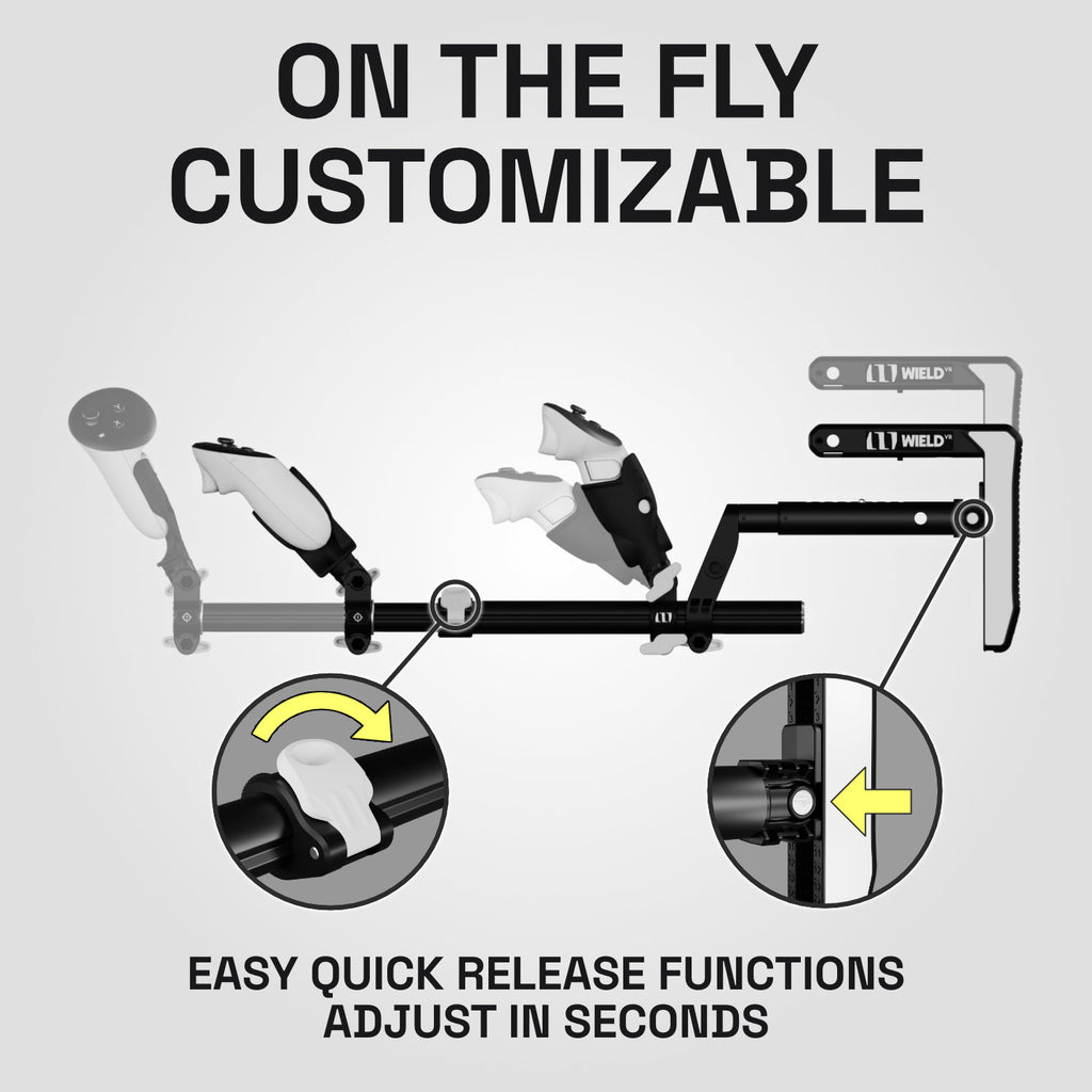 Quick release functions customization for the Wield VR OneStock VR gunstock