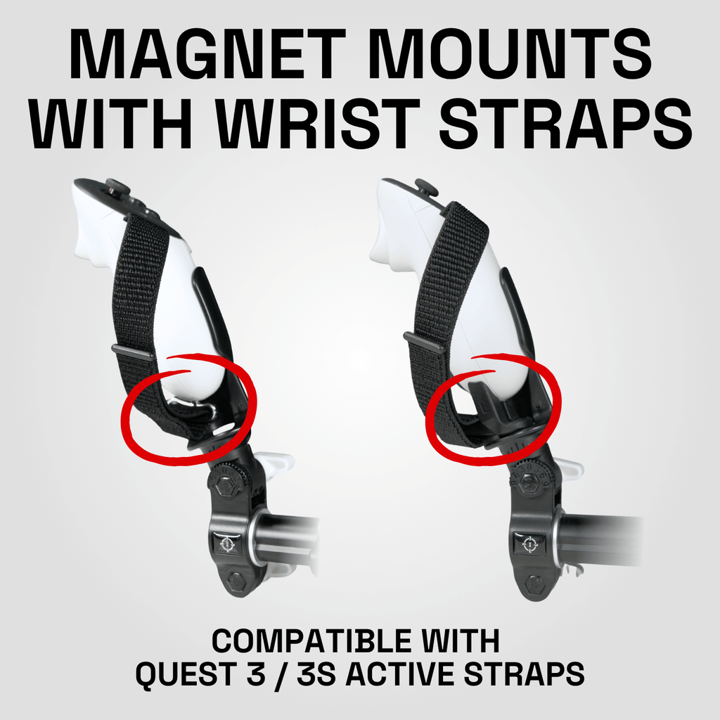 Magnetic controller mounts with Quest 3 and Quest 3S active wrist straps
