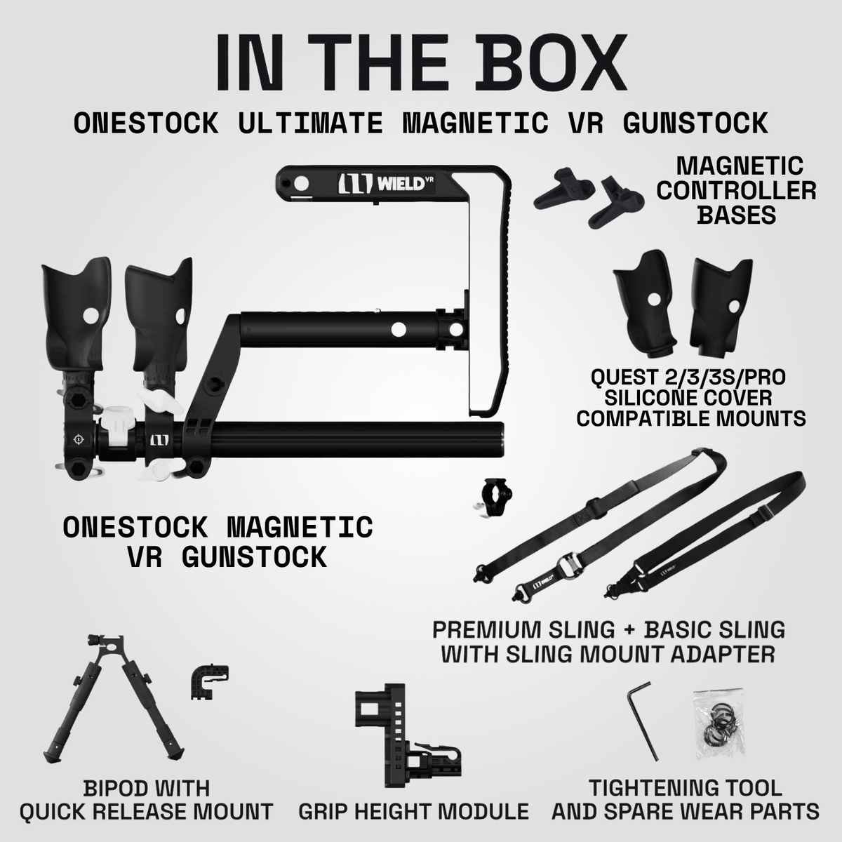 OneStock Ultimate Magnetic package contents including silicone cover compatible mounts
