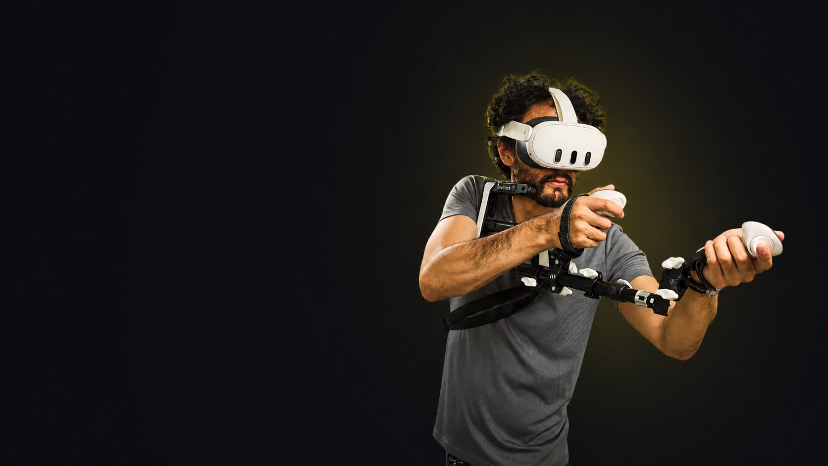 Player using a OneStock VR gunstock