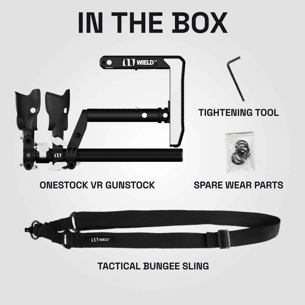 Wield VR Onestock VR gunstock tactical bungee sling ¿Qué hay en la caja?