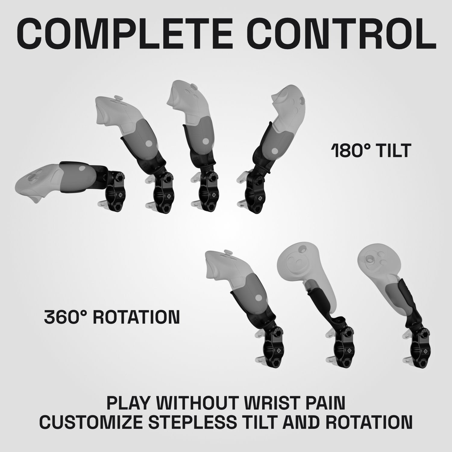 Manipulez la crosse VR OneStock VR et profitez d'une inclinaison et d'une rotation sans effort et sans paliers pour les manettes. 